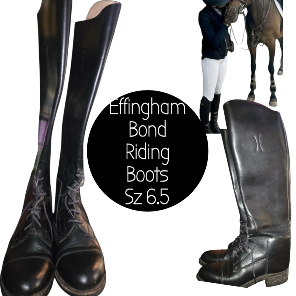 Women Riding Boots, Effingham Black Riding Boots, Equestrian Leather Riders 6.5